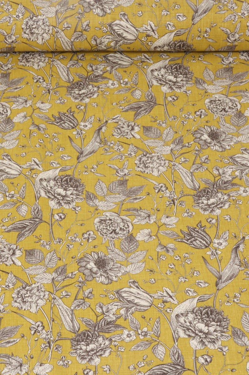 Ghislaine Floral Mustard Fabric