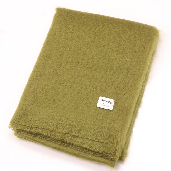 Bronte By Moon Luxury Mohair Wool Throw Hazel Green