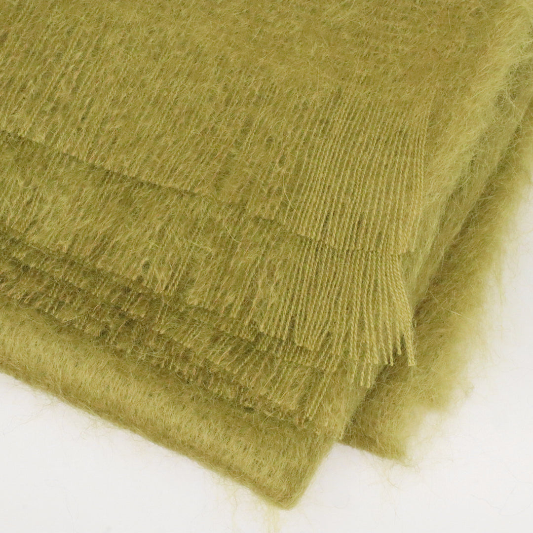 Bronte By Moon Luxury Mohair Wool Throw Hazel Green