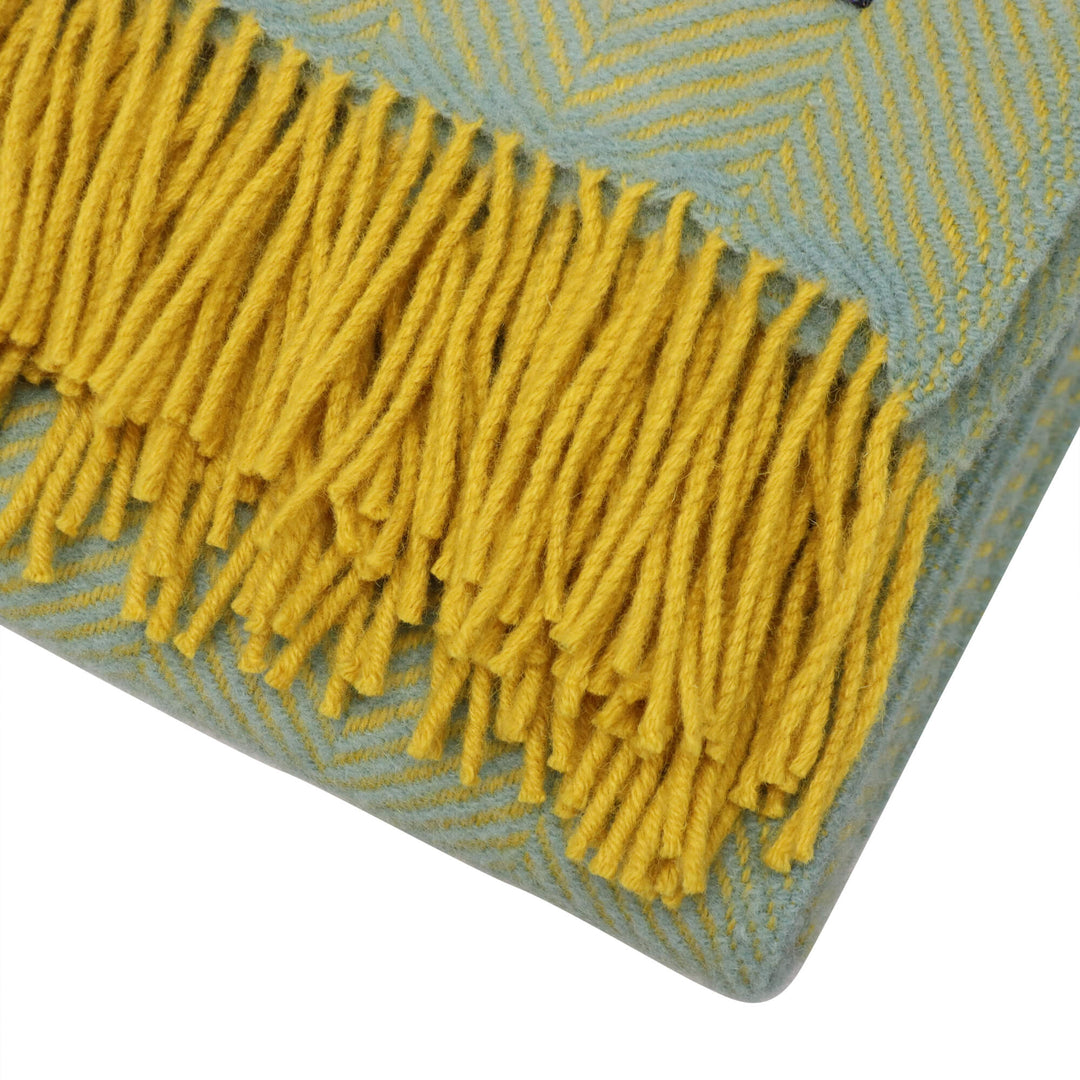 Tweedmill Fishbone Wool Throw Yellow/Ocean