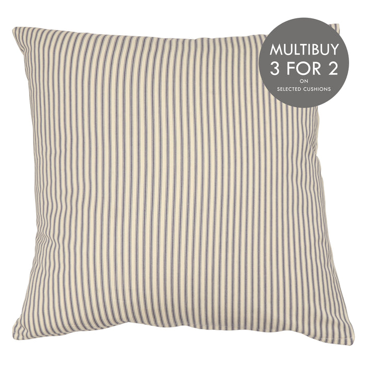 Luxury Ticking Stripe Navy 22" Cushion Cover