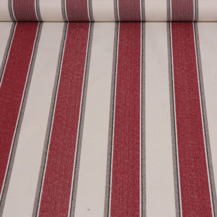 Danbury Herringbone Red Stripe FR Fabric