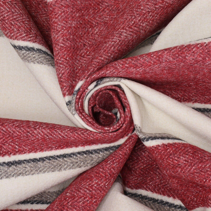 Danbury Herringbone Red Stripe FR Fabric