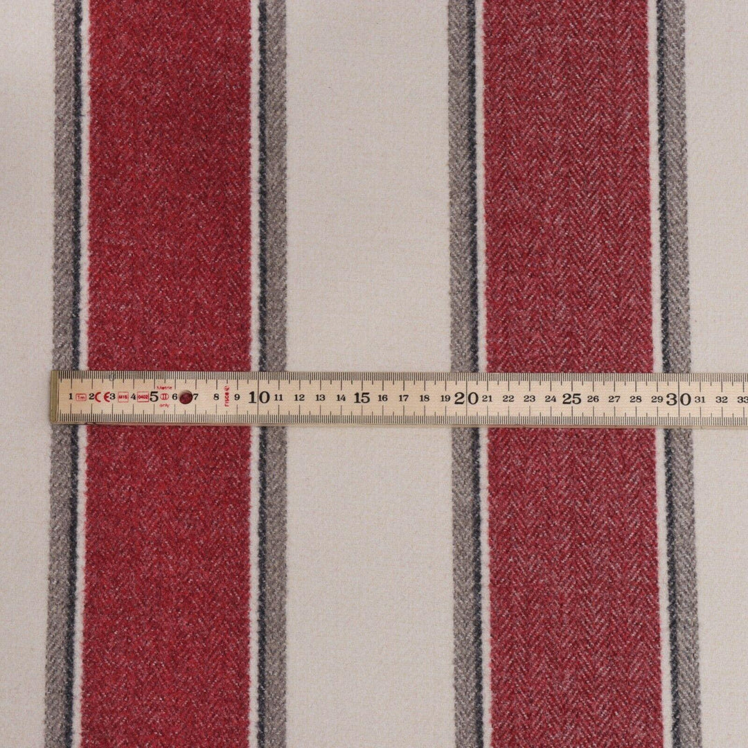 Danbury Herringbone Red Stripe FR Fabric