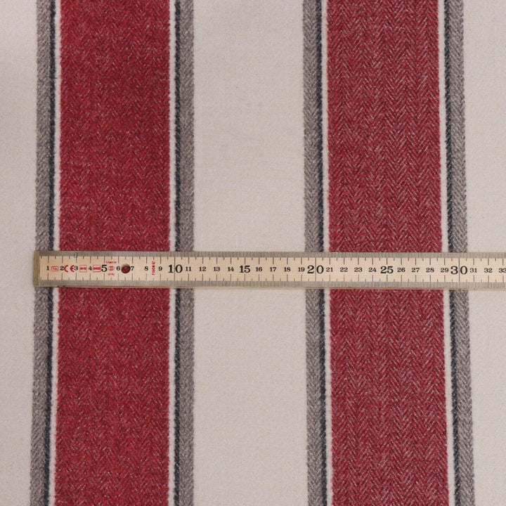 Danbury Herringbone Red Stripe FR Fabric