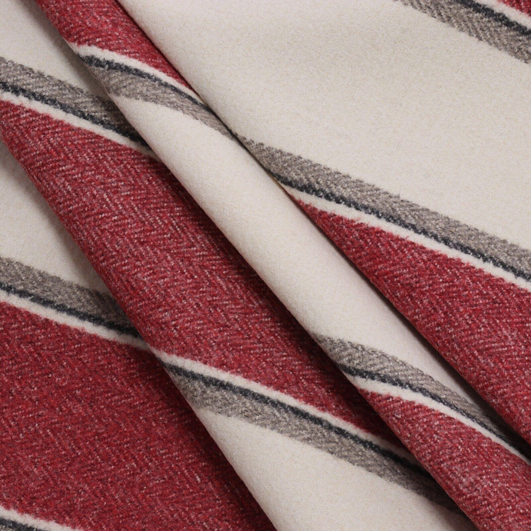 Danbury Herringbone Red Stripe FR Fabric