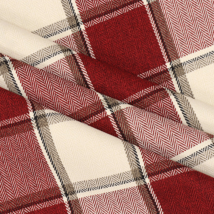 Danbury Herringbone FR Red Check Fabric