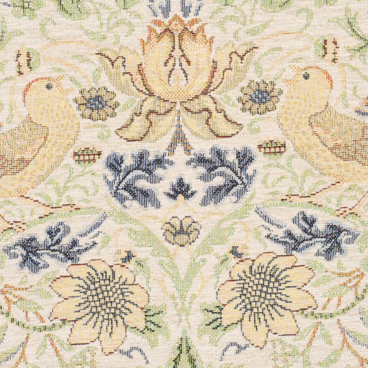 Strawberry Bird Cream Chenille Tapestry Fabric