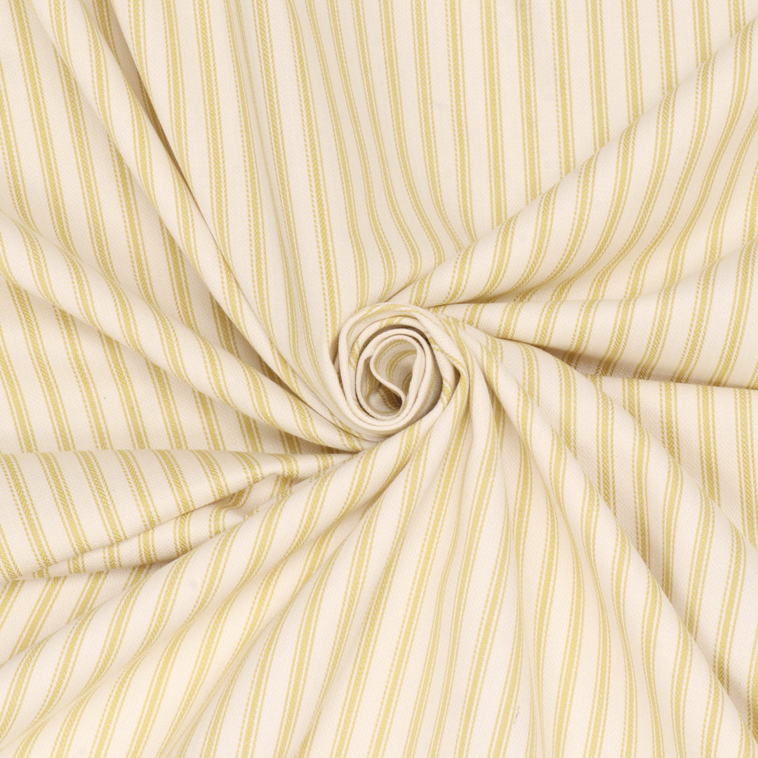 Foy Ticking Stripe Golden Yellow Fabric