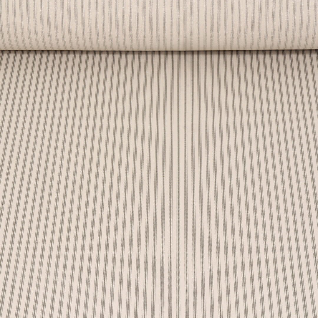 Foy Ticking Stripe Khaki Fabric