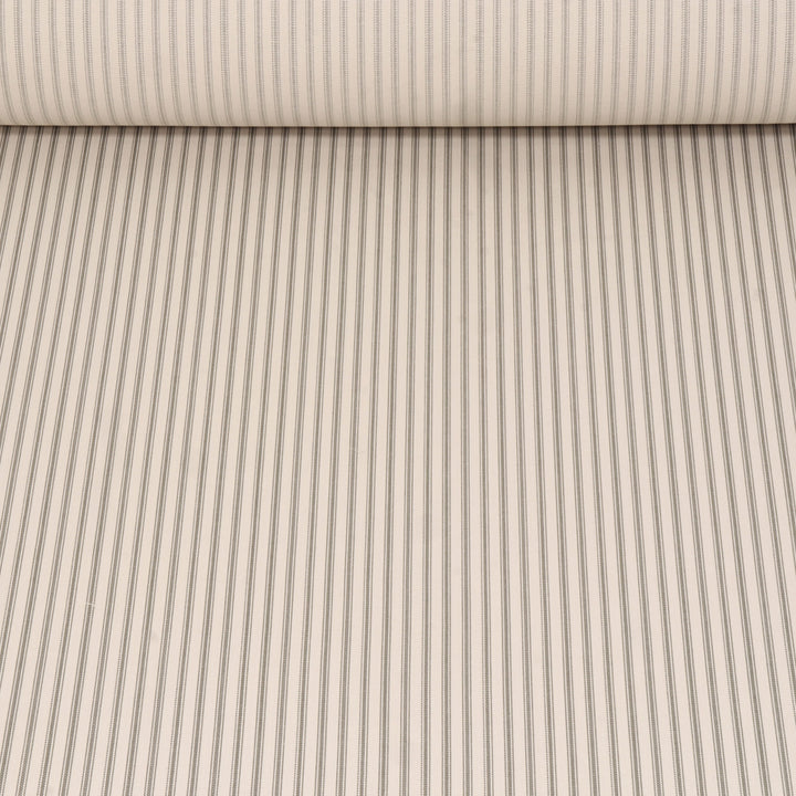 Foy Ticking Stripe Khaki Fabric