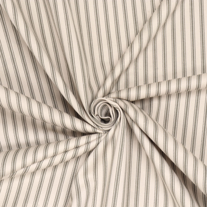 Foy Ticking Stripe Khaki Fabric