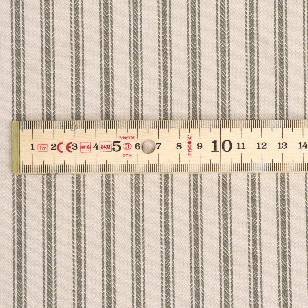 Foy Ticking Stripe Khaki Fabric