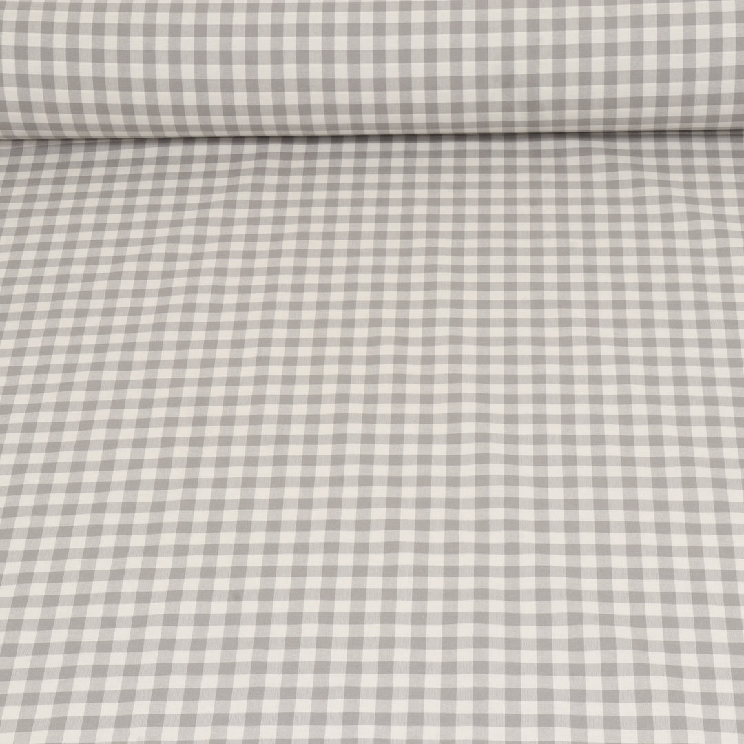 Gingham Check Fabric - Grey