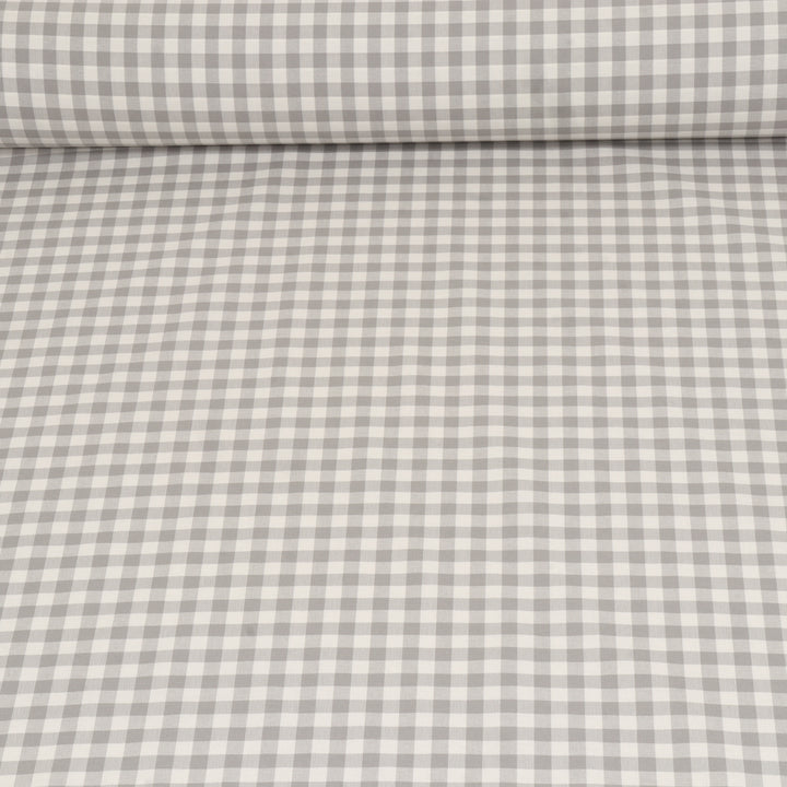 Gingham Check Fabric - Grey