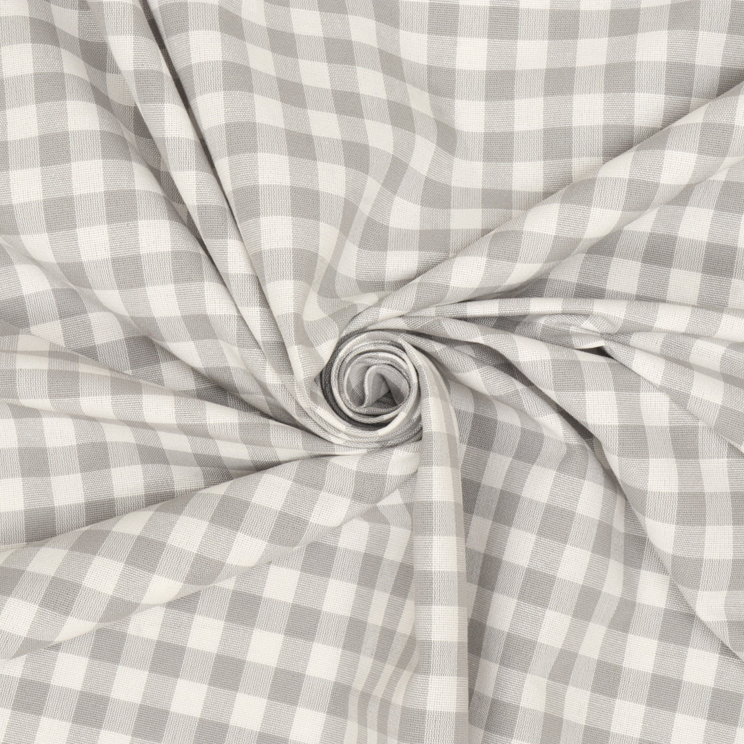 Gingham Check Fabric - Grey