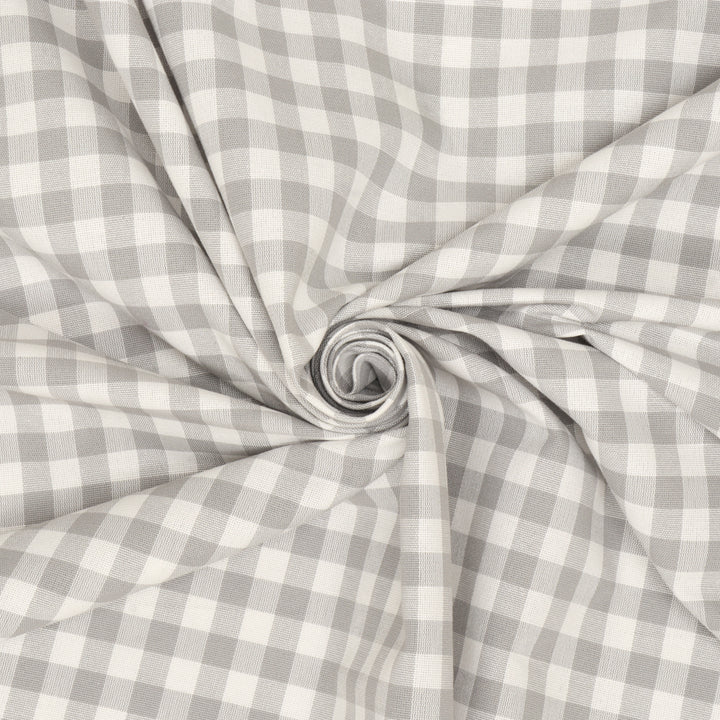 Gingham Check Fabric - Grey