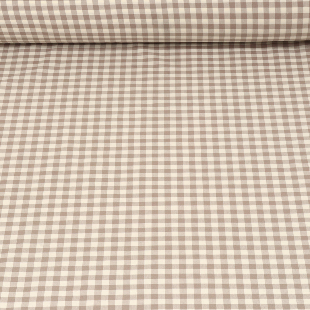 Gingham Check Fabric - Beige