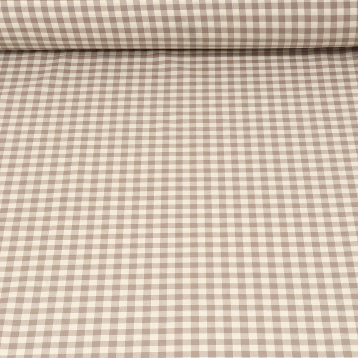 Gingham Check Fabric - Beige