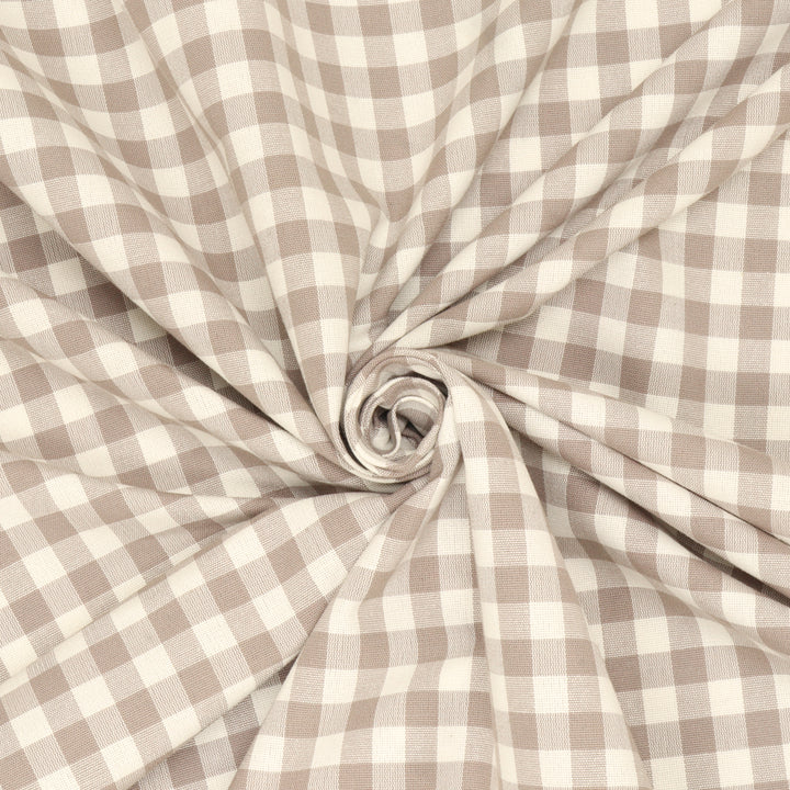 Gingham Check Fabric - Beige