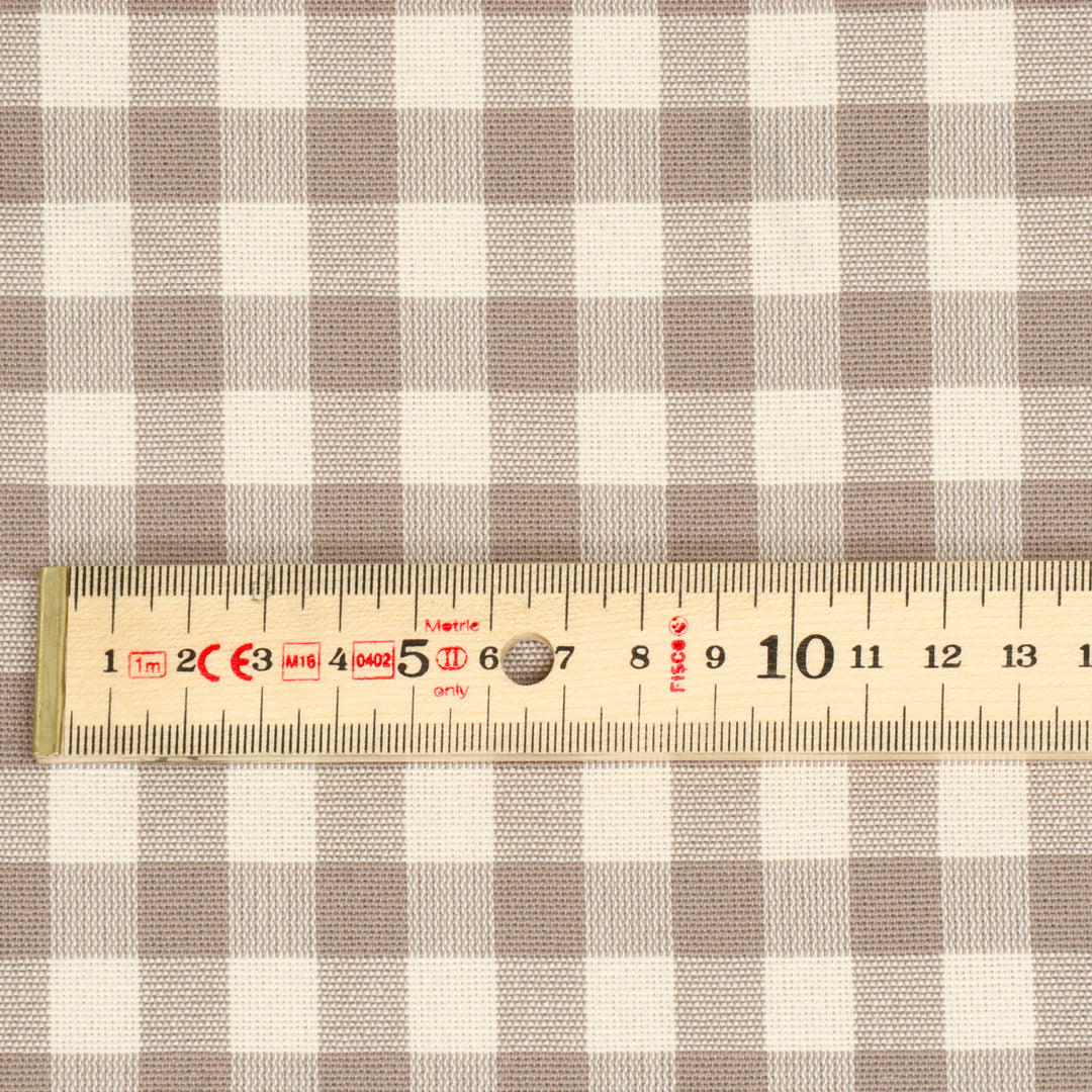 Gingham Check Fabric - Beige