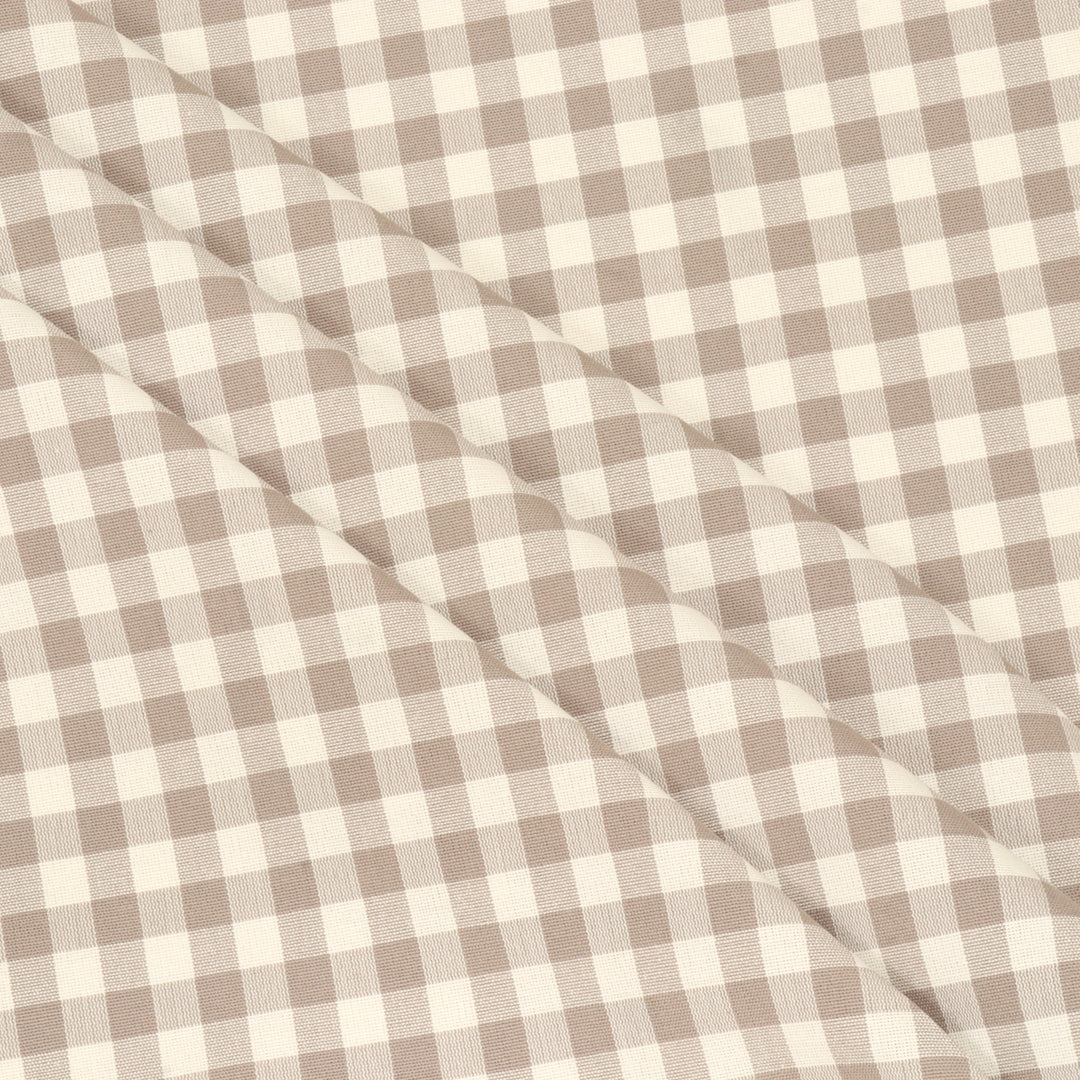 Gingham Check Fabric - Beige