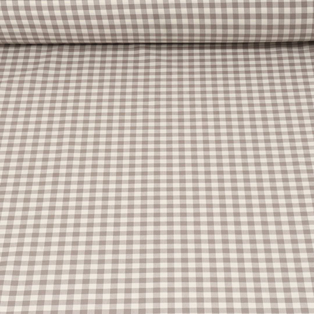 Gingham Check Fabric - Taupe