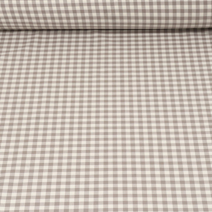 Gingham Check Fabric - Taupe