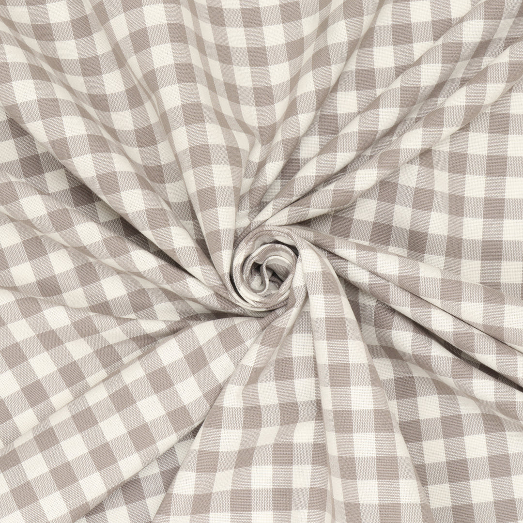 Gingham Check Fabric - Taupe