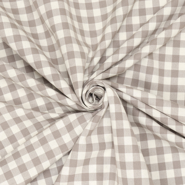 Gingham Check Fabric - Taupe