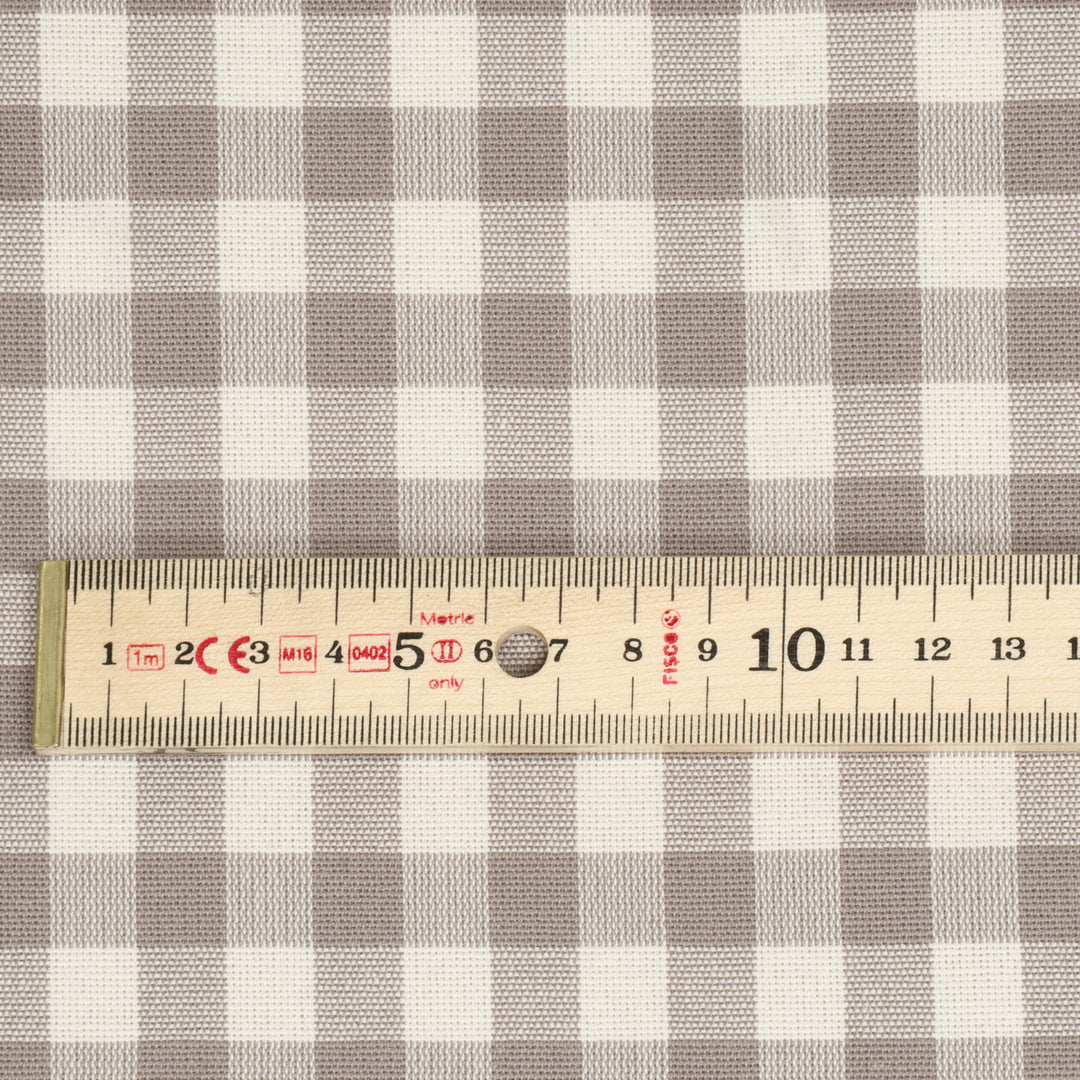 Gingham Check Fabric - Taupe