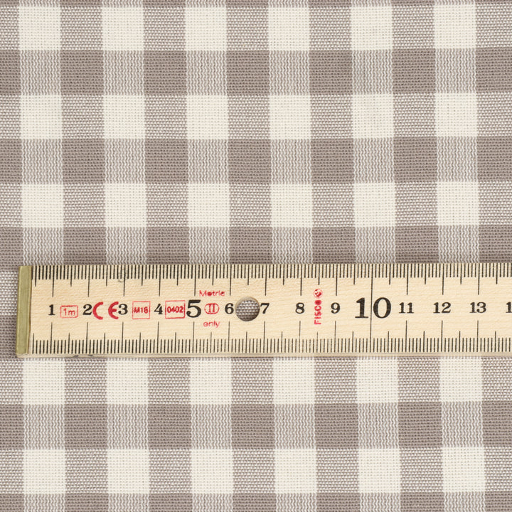 Gingham Check Fabric - Taupe