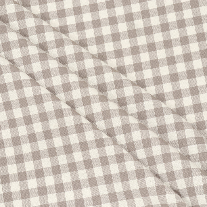 Gingham Check Fabric - Taupe