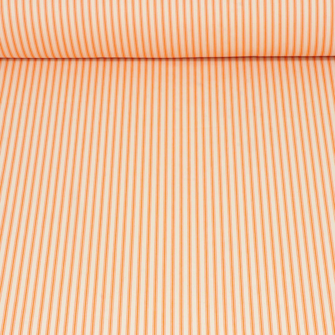 Kent Ticking Stripe Neon Orange Fabric