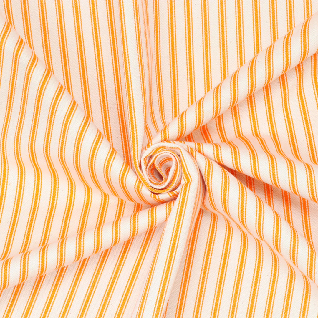 Kent Ticking Stripe Neon Orange Fabric