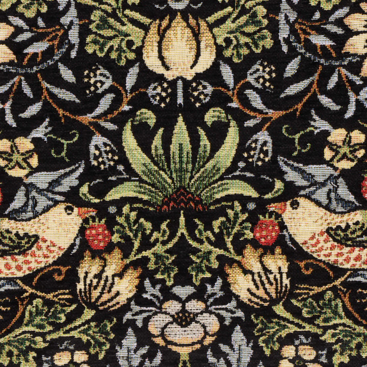 Strawberry Bird Black Chenille Tapestry Fabric