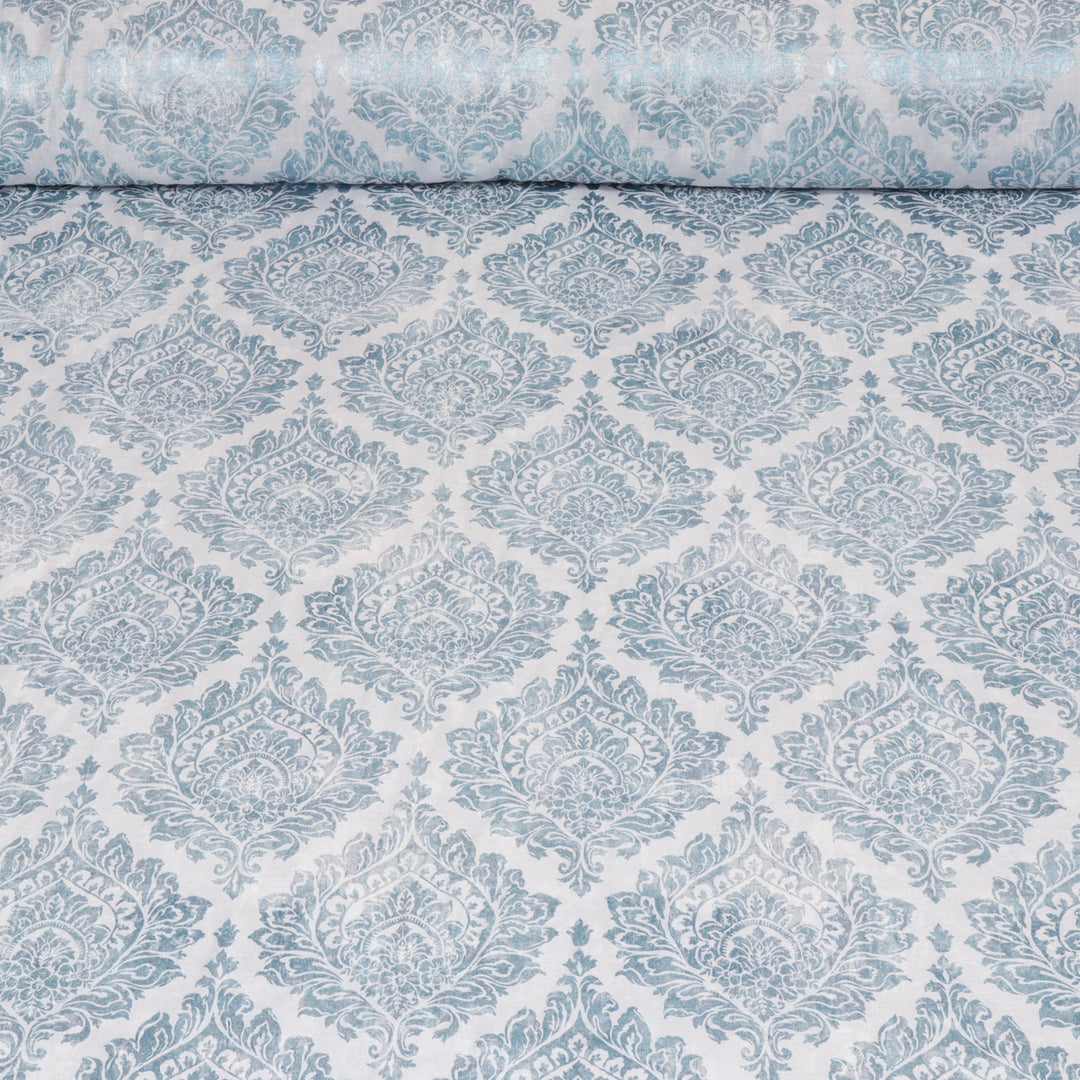 Serene Damask Soft Blue Fabric