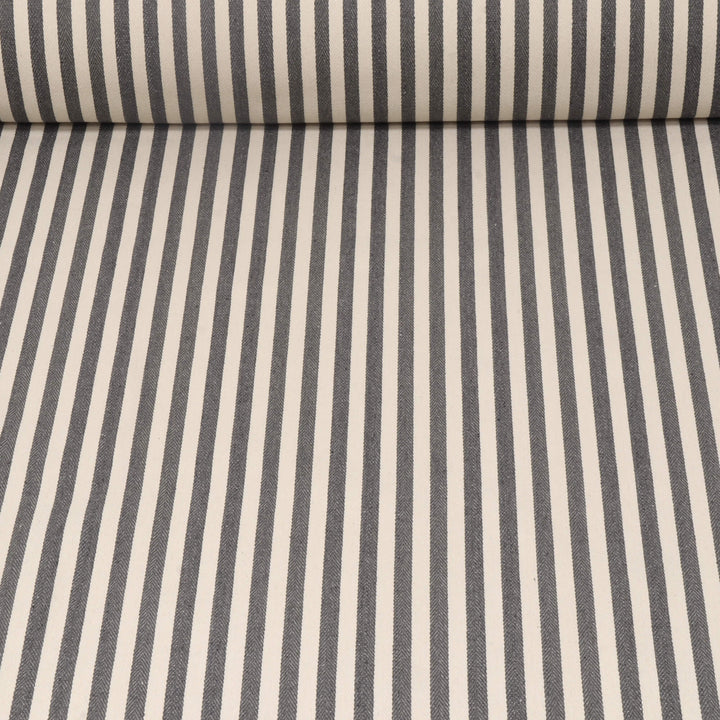 Lynmouth Grey Herringbone Stripe Fabric