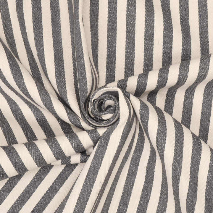 Lynmouth Grey Herringbone Stripe Fabric