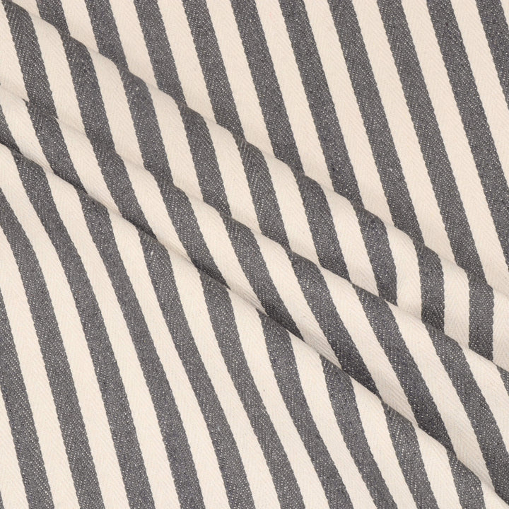 Lynmouth Grey Herringbone Stripe Fabric