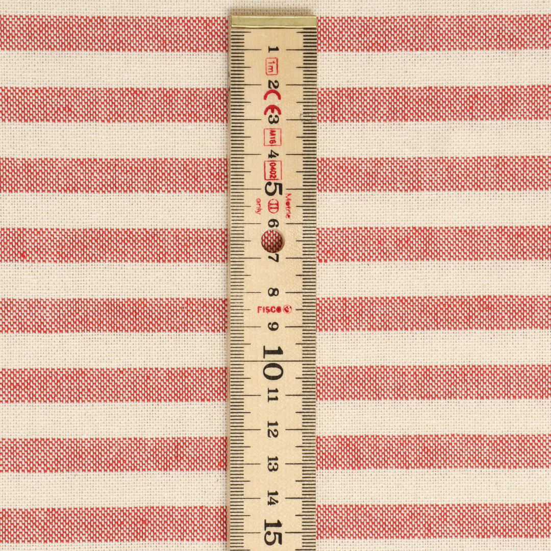 Oxford Stripe Red Double Width Fabric