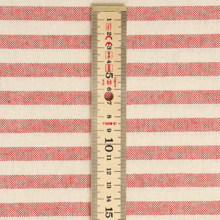 Oxford Stripe Red Double Width Fabric