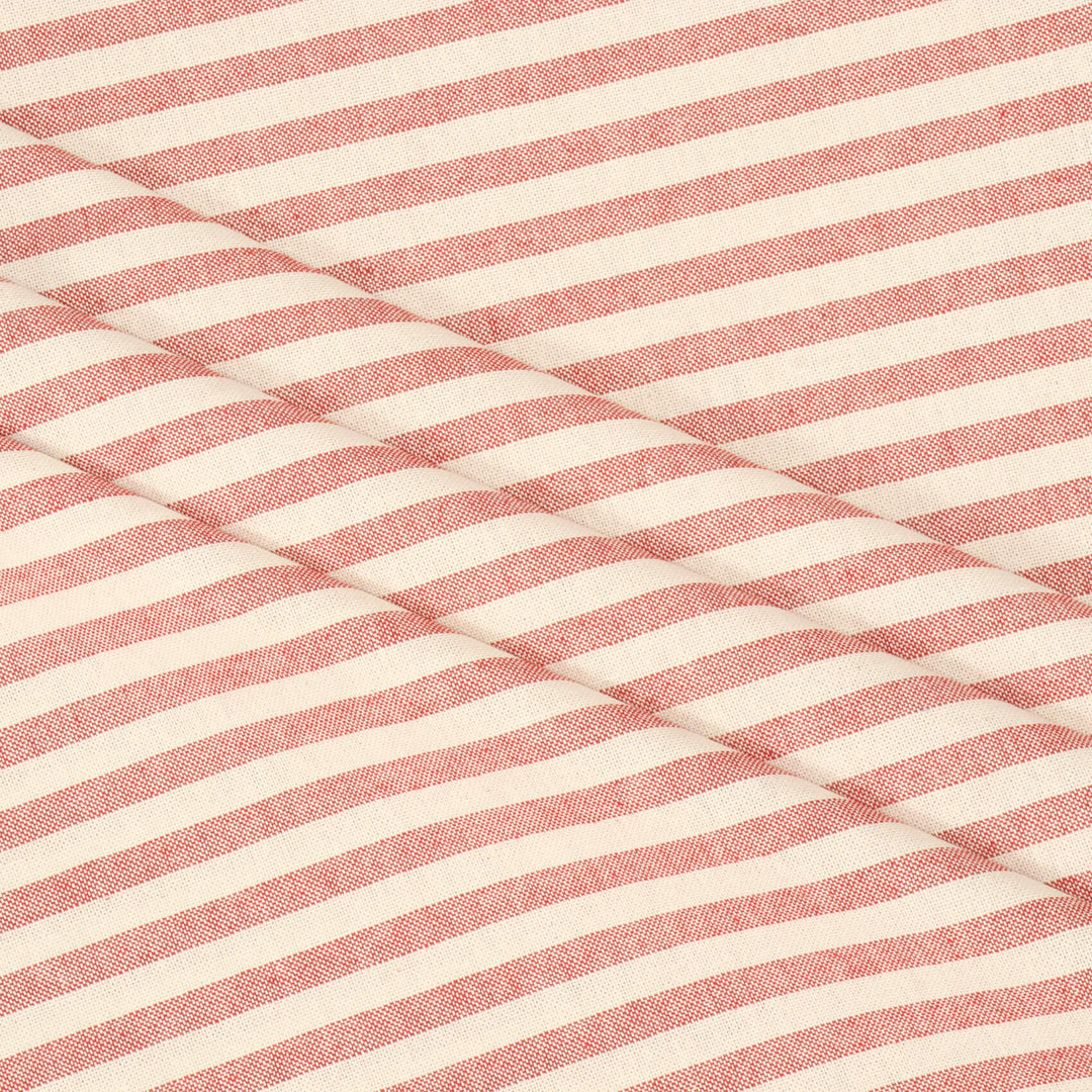 Oxford Stripe Red Double Width Fabric