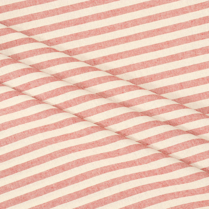 Oxford Stripe Red Double Width Fabric