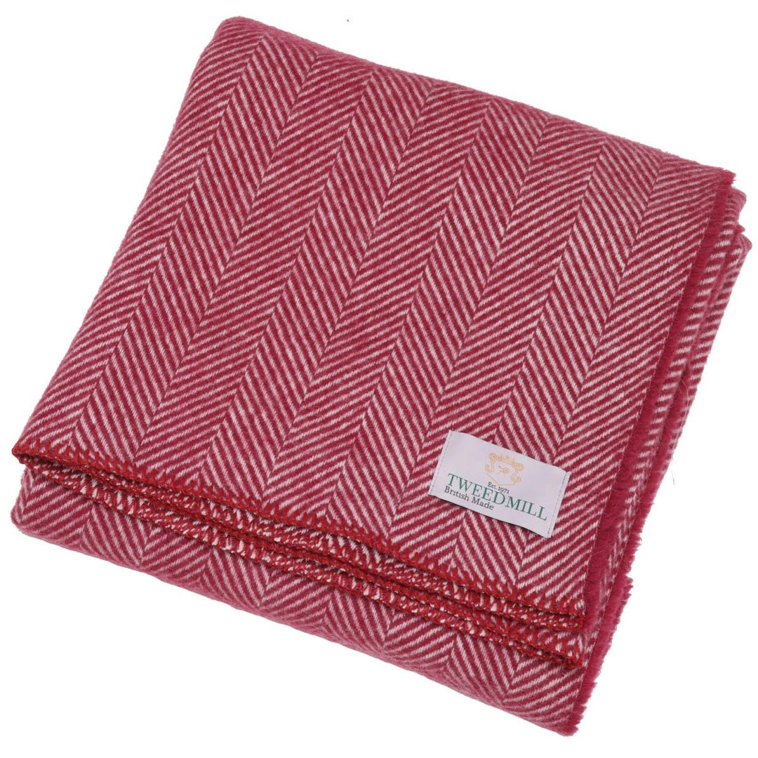 Tweedmill Fishbone Crimson Blanket Stitch Throw