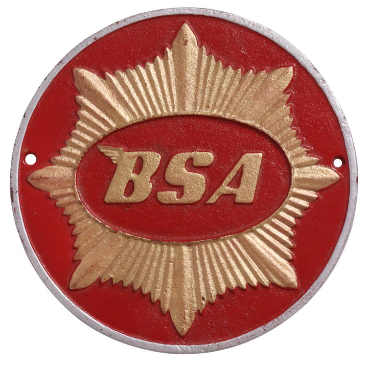 BSA Red Motorcycle Cast Iron Wall Sign