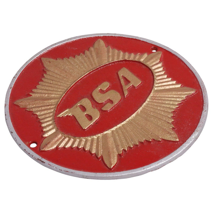 BSA Red Motorcycle Cast Iron Wall Sign