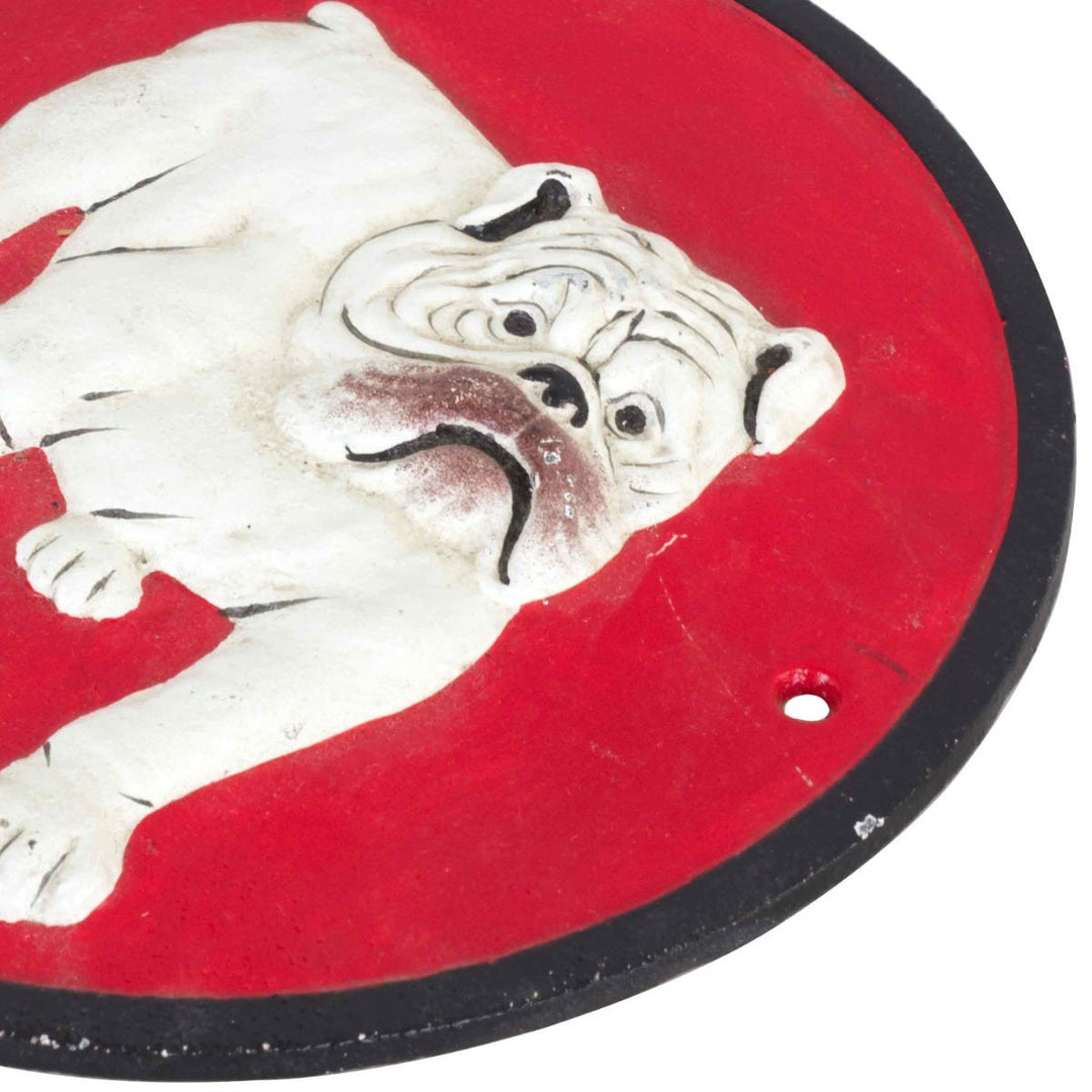 Bulldog Cast Iron Wall Sign Red