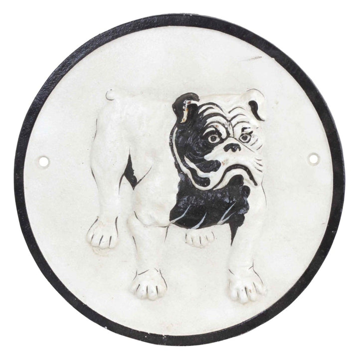 Bulldog Cast Iron Wall Sign White