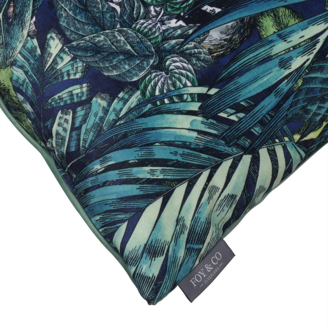 Orangutan Forest Aqua / Blue Velvet Cushion